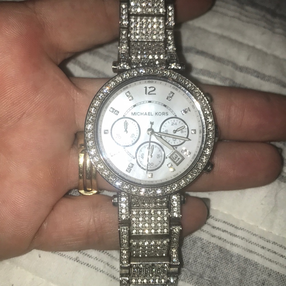 Pave’ rhinestone MK watch